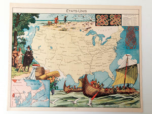 1948 United States of America "Etats-Unis" Pictorial Map, Print by Joseph Porphyre Pinchon
