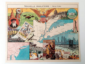 1948 New York, Long Island "Nouvelle Angleterre" Pictorial Map, Print by Joseph Porphyre Pinchon