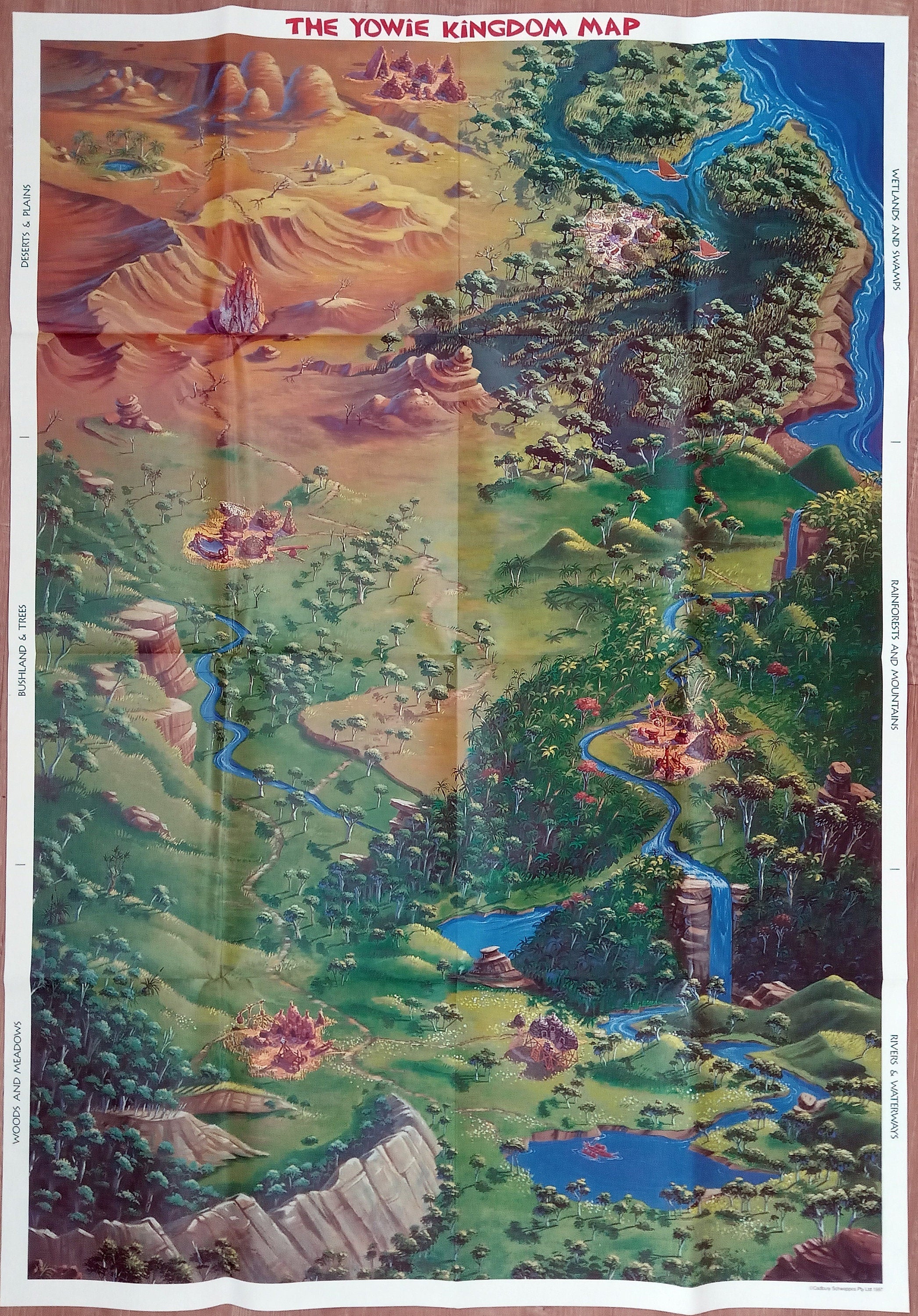Rare Original 1997 Yowie Kingdom Pictorial Map, by Cadbury Schweppes Australia.