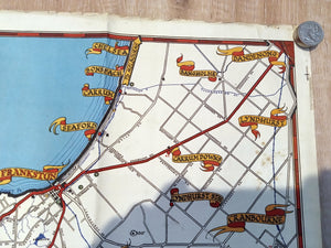 Very Rare c.1945 Mornington Peninsula Pictorial Map by Robert J. Amor Portsea, Sorrento Rye Rosebud Dromana Port Phillip Melbourne Australia