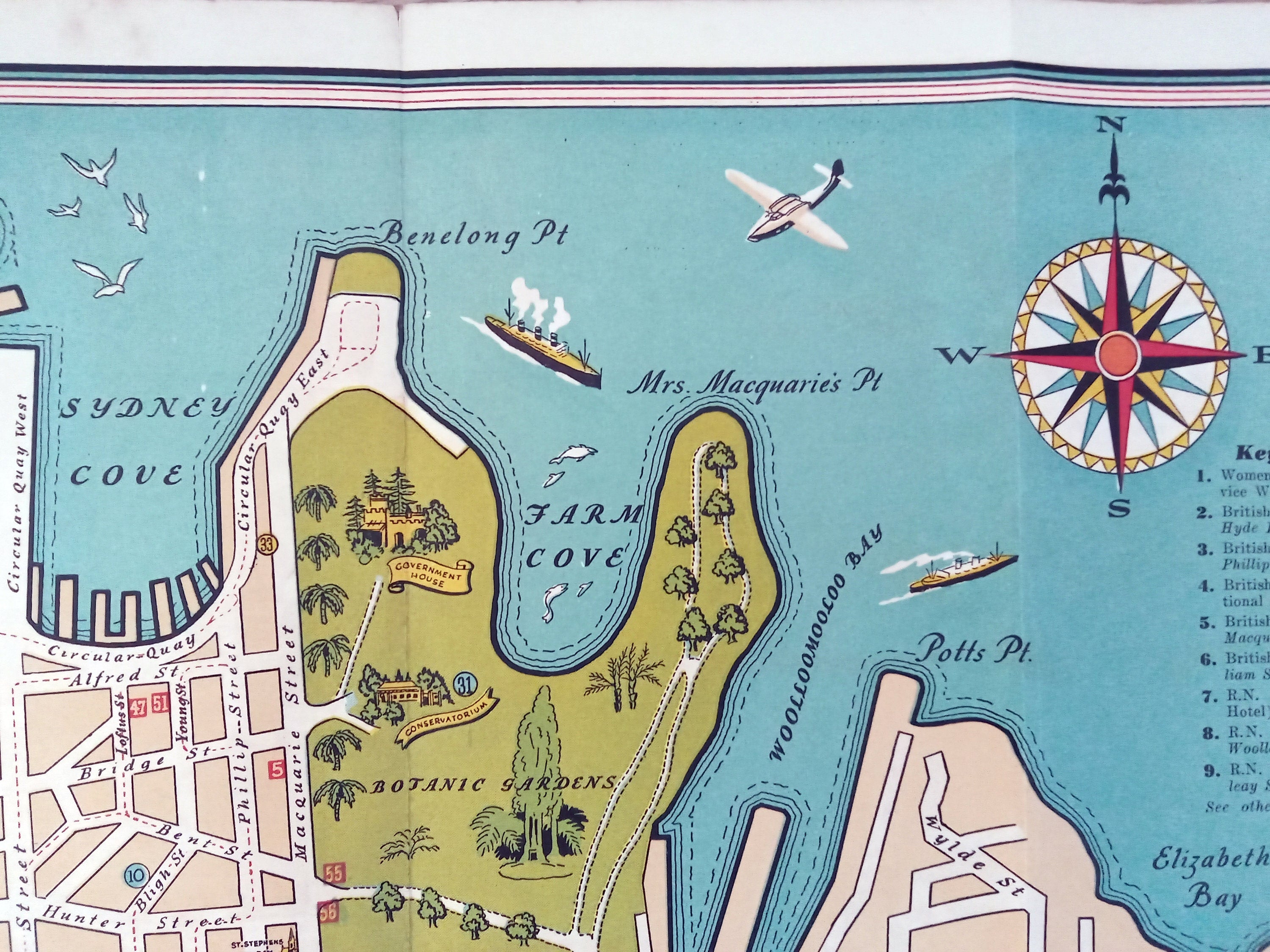 c.1944 City of Sydney Street Map. Pictorial Map. by David Jones Ltd, Australia