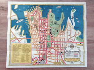 c.1957 Guide map of the City of Sydney including King's Cross. Pictorial Map by The N.S.W. Government Tourist Bureau, Australia