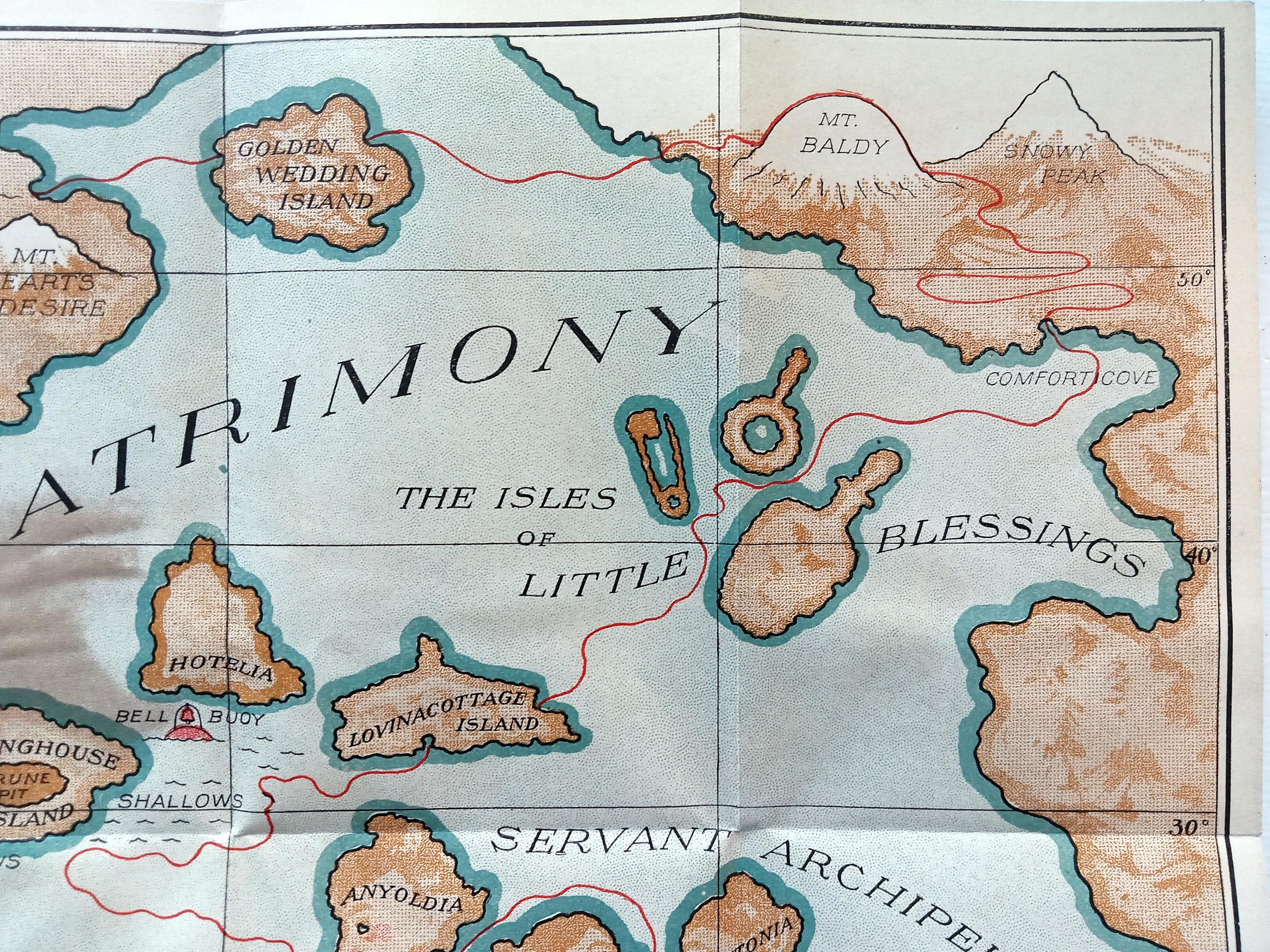 Rare 1906 Pictorial Allegorical Postcard Matrimony Map. A Safety Guide for those contemplating a trip on the Sea of Matrimony, Austen & Co 3