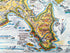 1996 South Gippsland, State of Victoria, Australia Pictorial Tourist Map Poster by David Clarke. Wilsons Promontory, Phillip & French Island