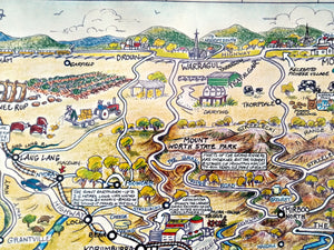 1996 South Gippsland, State of Victoria, Australia Pictorial Tourist Map Poster by David Clarke. Wilsons Promontory, Phillip & French Island