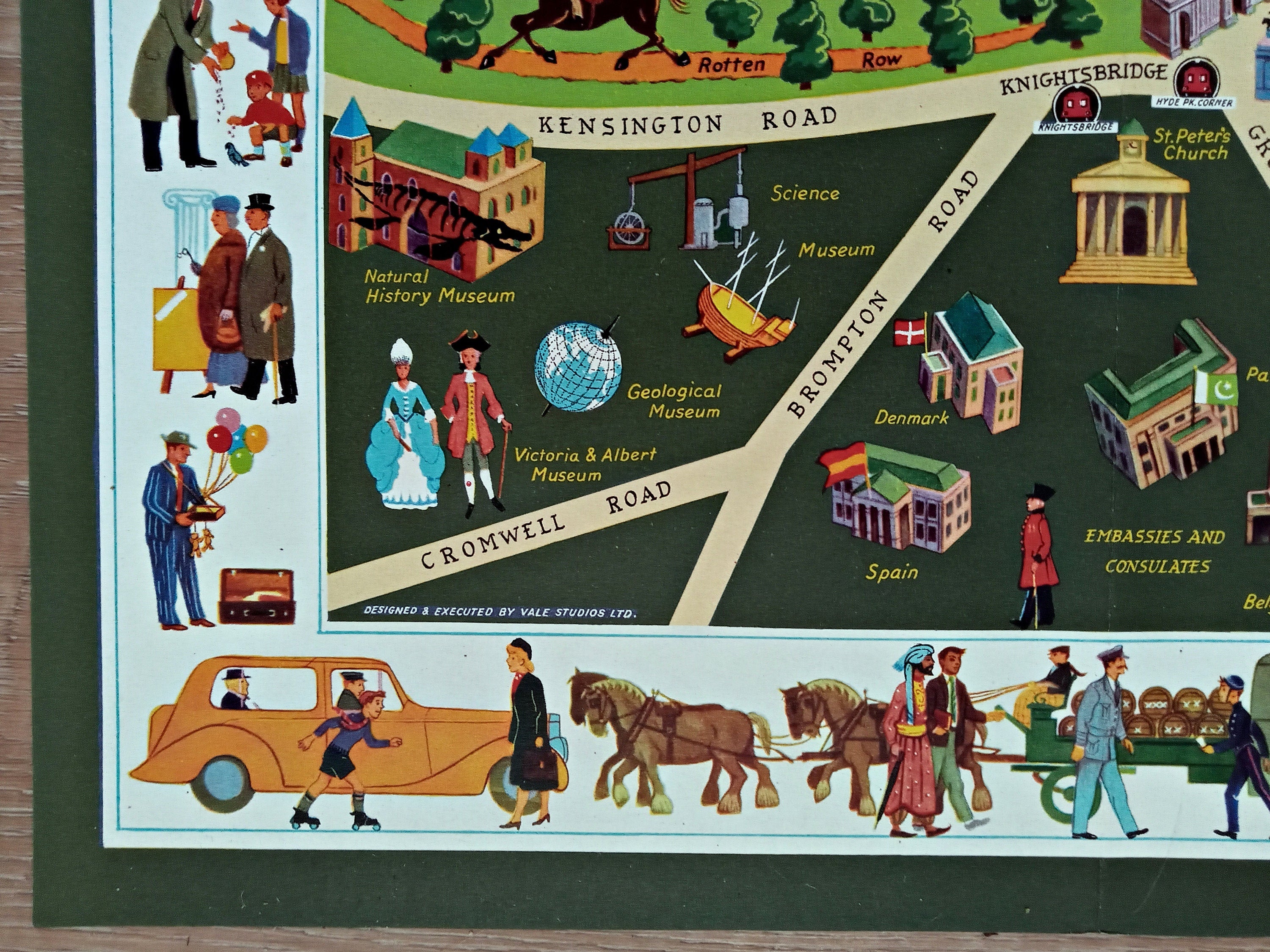 c.1950 The Daily Telegraph Picture Map of London by Vale Studios Ltd. Publisher - Geographia Ltd. Pictorial Map poster.