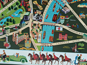 c.1950 The Daily Telegraph Picture Map of London by Vale Studios Ltd. Publisher - Geographia Ltd. Pictorial Map poster.