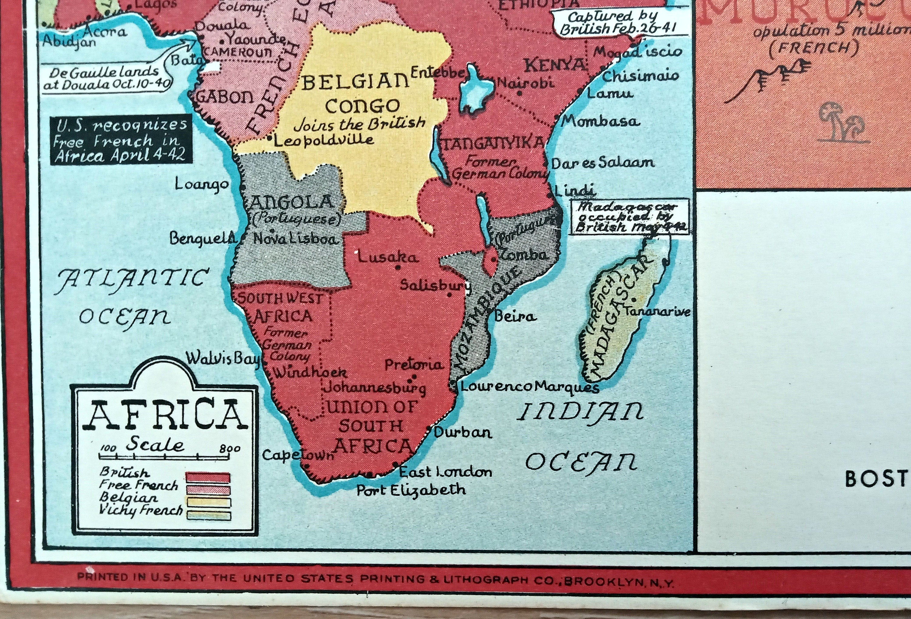 1944 Date Events World War Pictorial Map by Stanley Turner. Published by Allyn and Bacon, Publishers of the Stull - Hatch Global Geographies