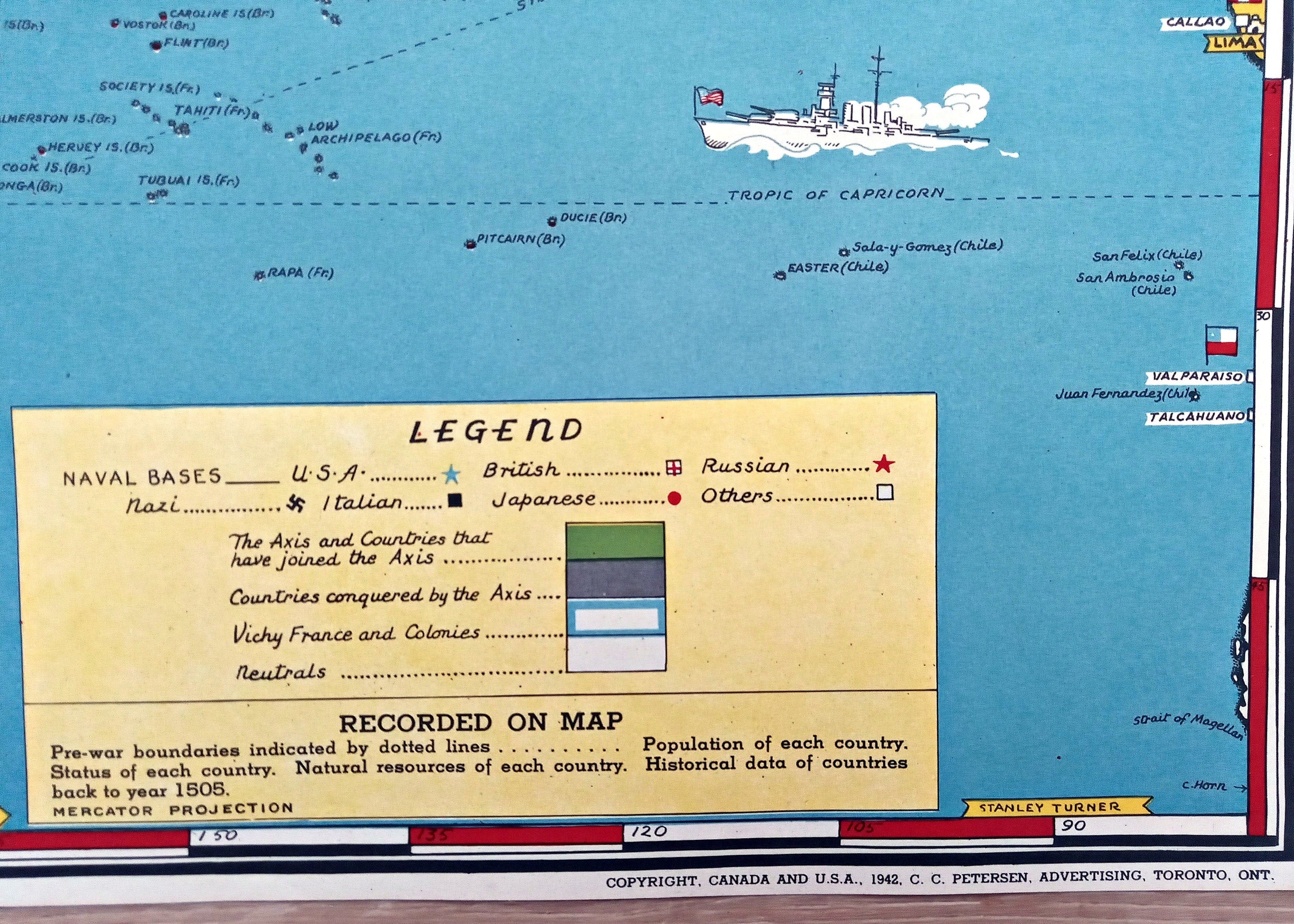 1945 Date Events War Pictorial Map by Stanley Turner. 14th Edition