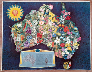 Rare c.1940-1950 George Santos, Decorative Wildflowers, Flowers, Flora of Australia Pictorial Map. Published by Shell Oil