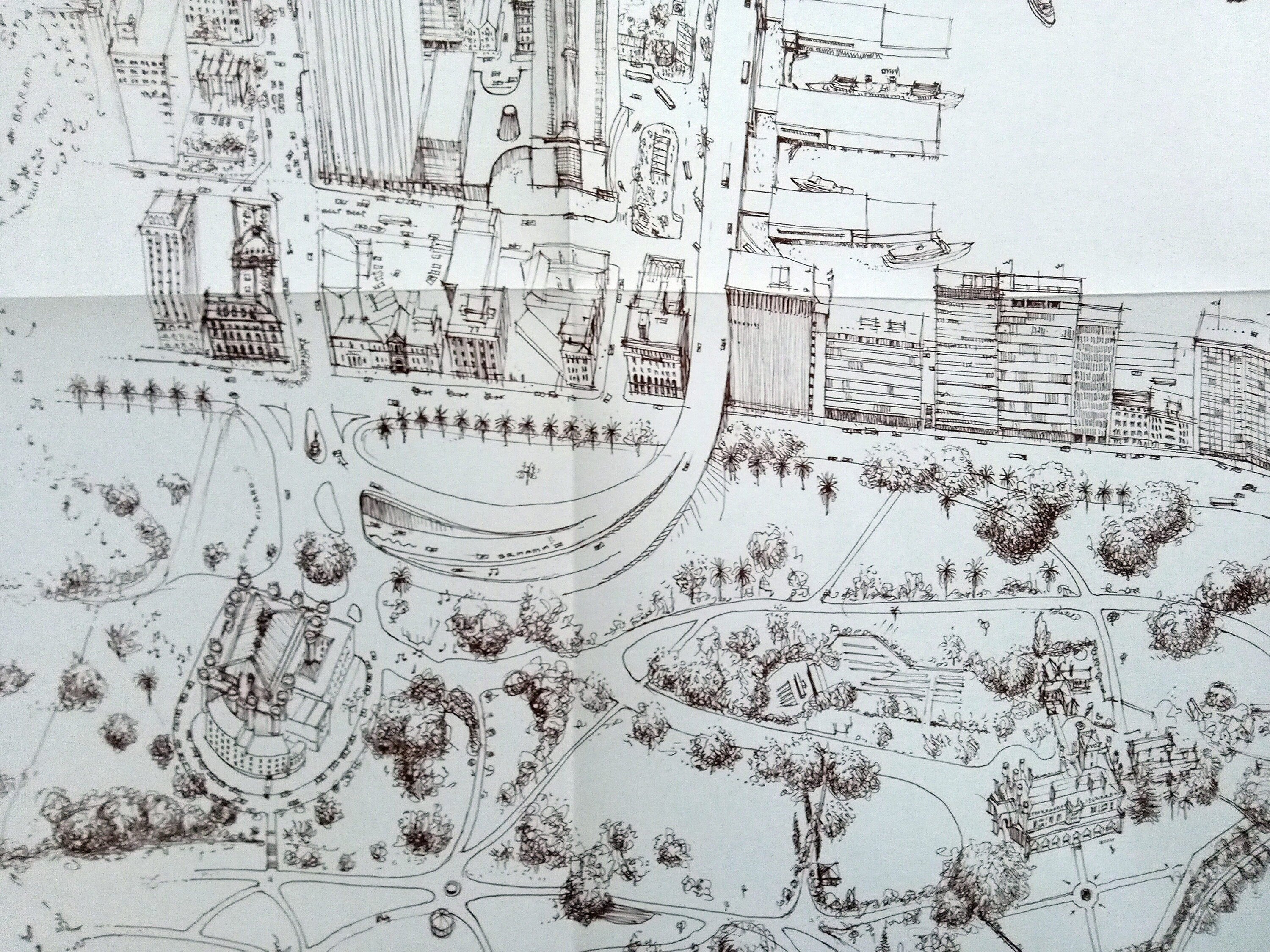 1981 Bird's-eye view, Pictorial Map of Sydney Cove showing Hotels, Restaurants and Places of Interest by Erwin Weber, Pacific Maps Australia