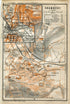 1914 Chambery, South of France Town Plan, Antique Baedeker Map, Print
