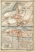 1914 Thonon Les Bains, Evian Les Bains, South of France Town Plan, Antique Baedeker Map, Print