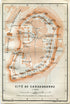 1914 Cite De Carcassonne, South of France Town Plan, Antique Baedeker Map, Print
