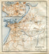 1914 Biarritz, South of France Town Plan, Antique Baedeker Map, Print