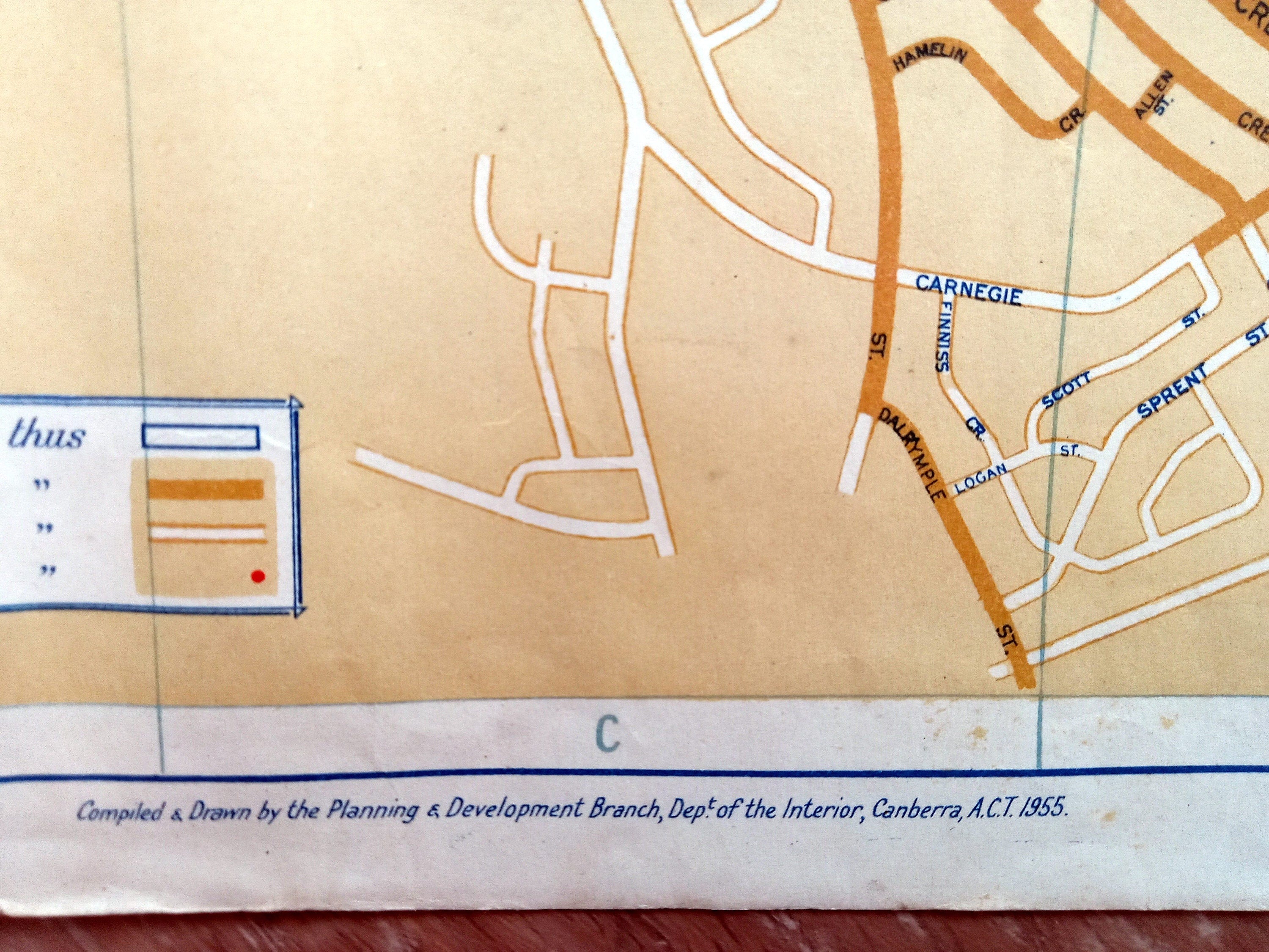 Rare 1955 Tourist Map of Canberra, City Plan, Australian Capital Territory, ACT, Australia, Pictorial
