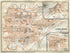 1914 Clermont Ferrand, South of France Town Plan, Antique Baedeker Map, Print
