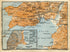 1914 Ajaccio, South of France, Antique Baedeker Map, Print