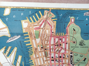 c.1957 Guide map of the City of Sydney including King's Cross. Pictorial Map by The N.S.W. Government Tourist Bureau, Australia