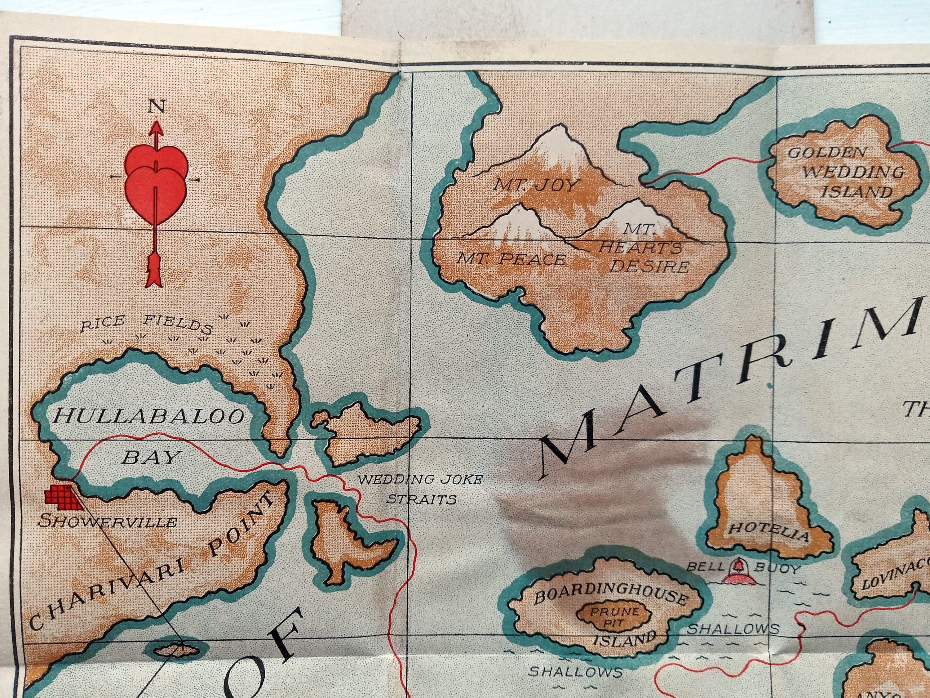 Rare 1906 Pictorial Allegorical Postcard Matrimony Map. A Safety Guide for those contemplating a trip on the Sea of Matrimony, Austen & Co 4