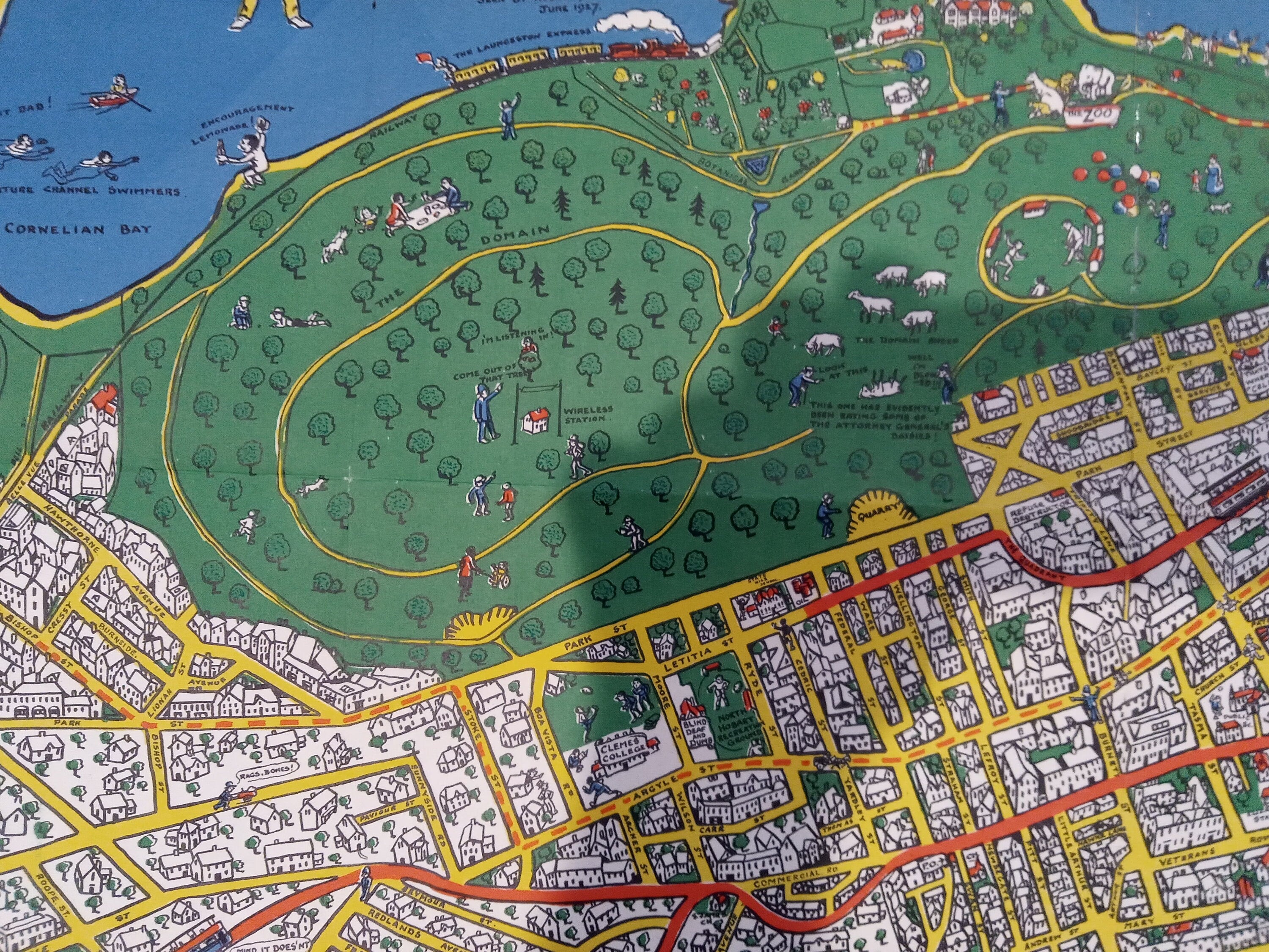 1927 Pictorial Map of the City of Hobart. Published by the Illustrated Tasmanian Mail. Hobart City Map, Tasmania