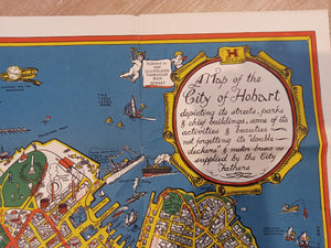 1927 Pictorial Map of the City of Hobart. Published by the Illustrated Tasmanian Mail. Hobart City Map, Tasmania