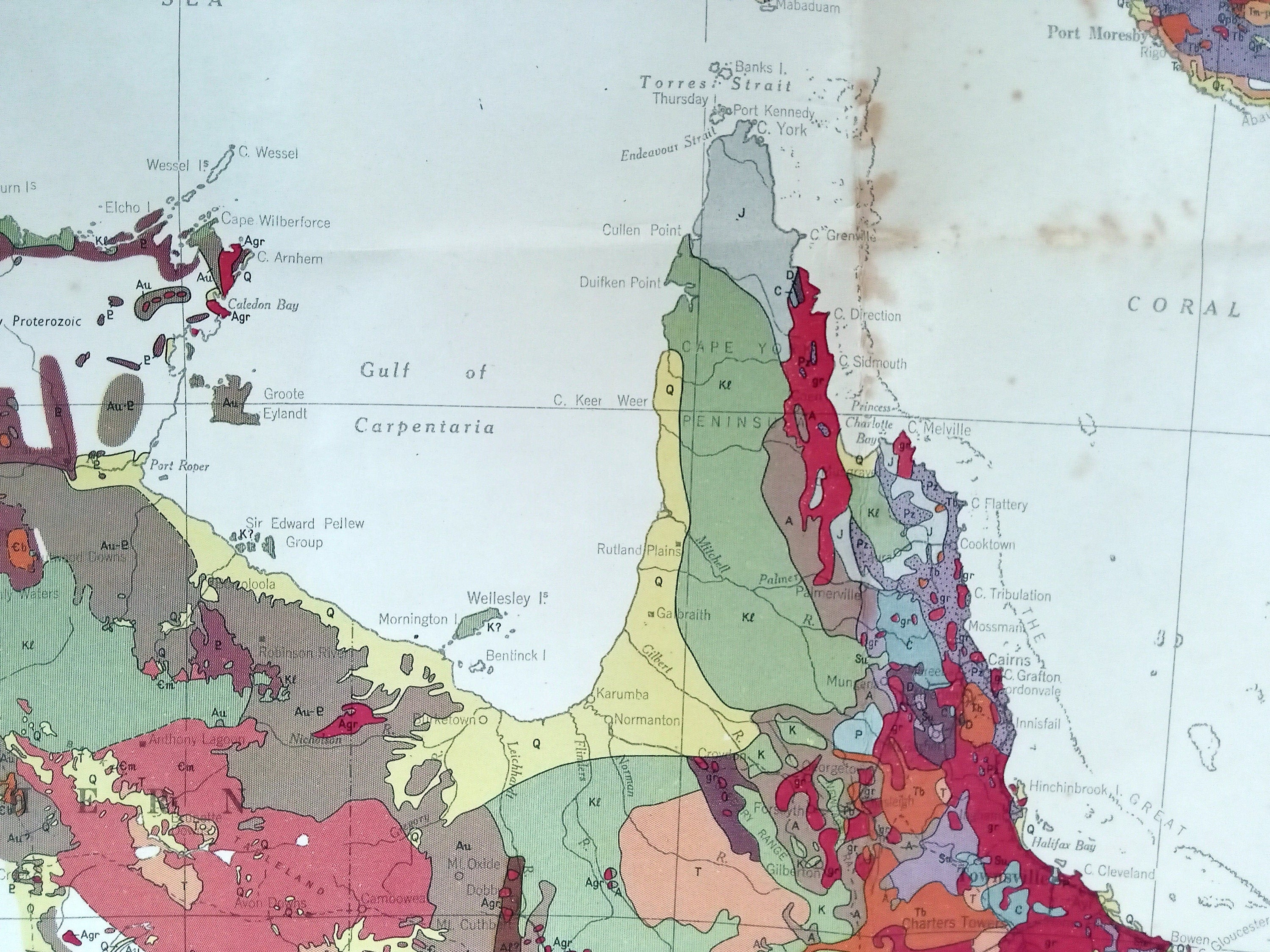 Rare 1952 Geological map of Australia & New Guinea. Royal Australian Survey Corps. Geology, Mineral, Mining, Prospecting, Pictorial Map