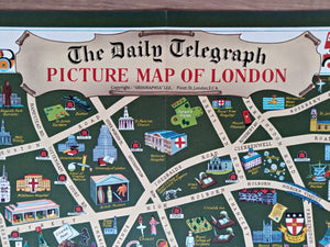 c.1950 The Daily Telegraph Picture Map of London by Vale Studios Ltd. Publisher - Geographia Ltd. Pictorial Map poster.