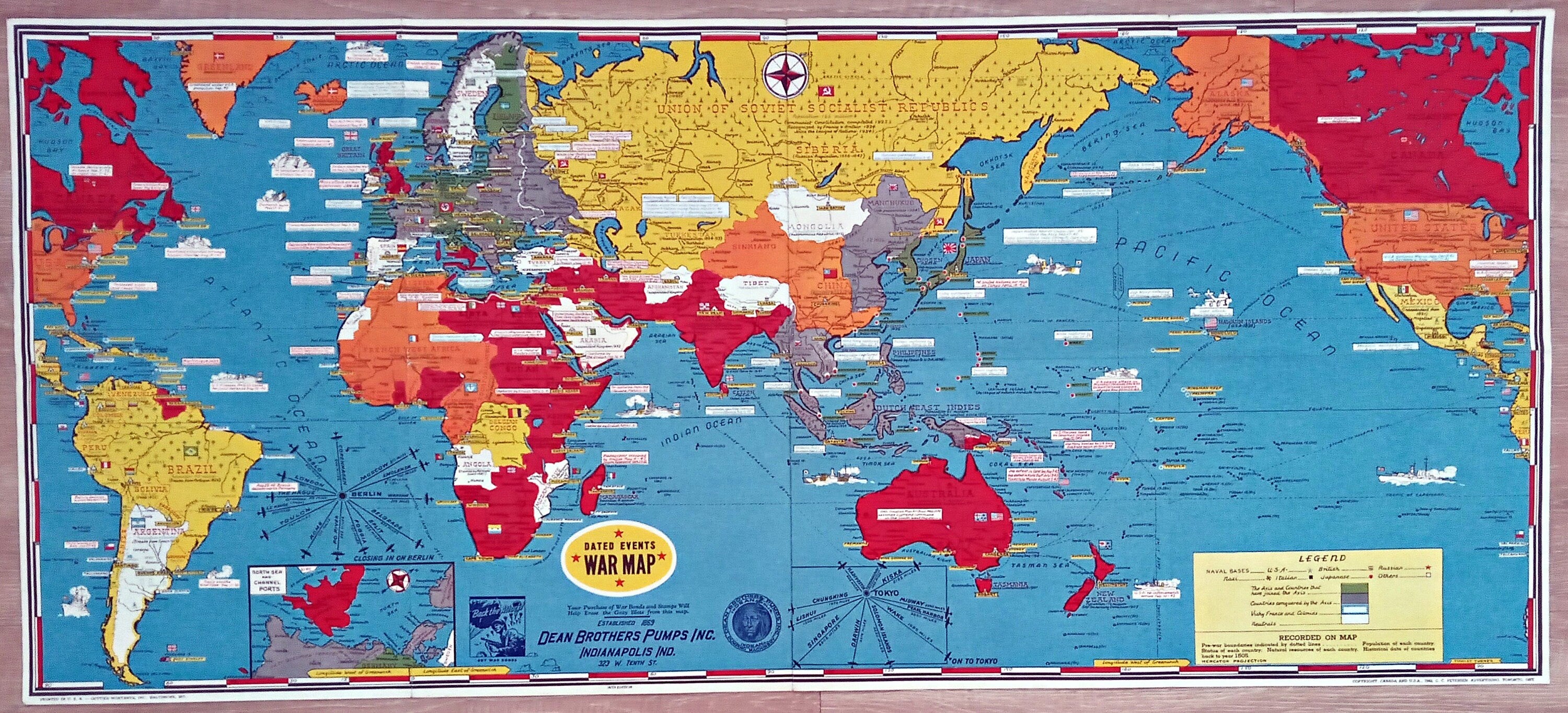 1945 Date Events War Pictorial Map by Stanley Turner. 14th Edition