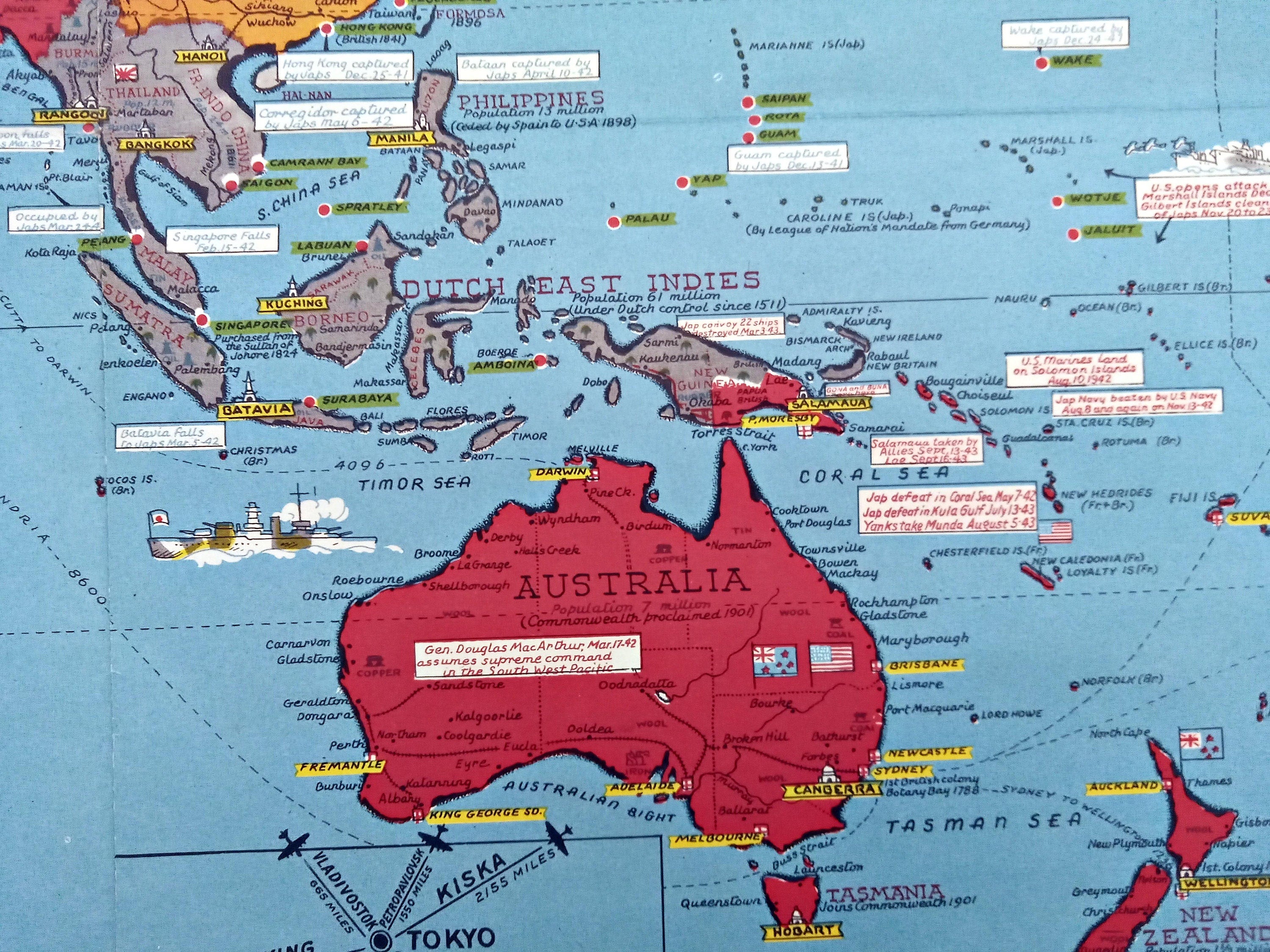 1945 Date Events War Pictorial Map by Stanley Turner. 14th Edition