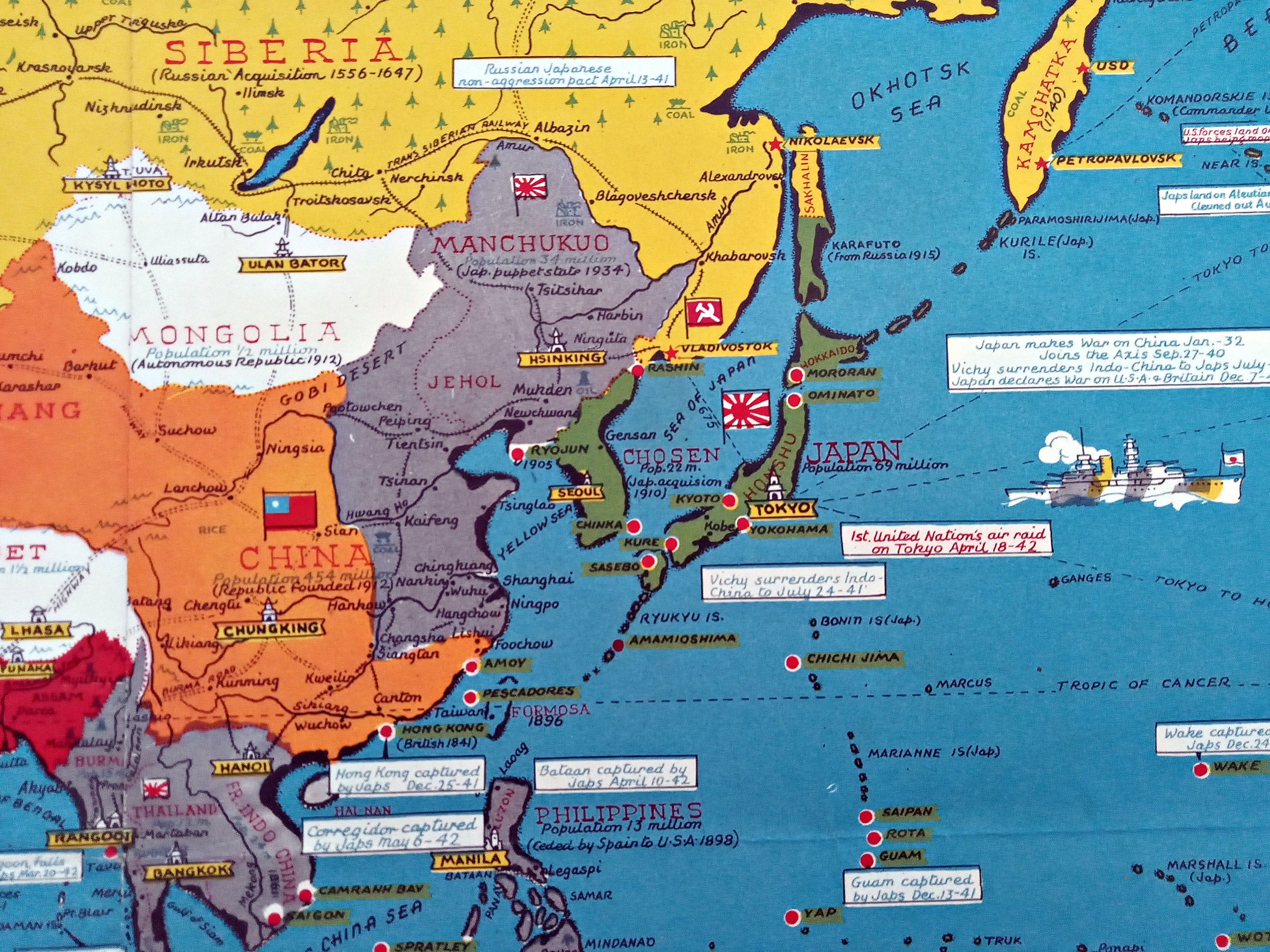 1945 Date Events War Pictorial Map by Stanley Turner. 14th Edition