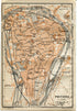 1914 Poitiers, South of France Town Plan, Antique Baedeker Map, Print