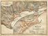 1914 Menton, South of France Town Plan, Antique Baedeker Map, Print