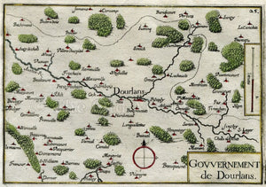 1634 Nicolas Tassin Map Doullens, Beauval, Beauquesne, Somme, Picardy, France Antique