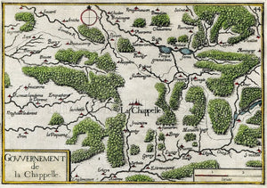 1634 Nicolas Tassin Map La Capelle, Sommeron, Etreaupont, Sorbais, Aisne, Picardy, France Antique