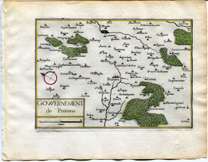 1634 Nicolas Tassin Map Provins, Sourdun, Poigny, Longueville, Seine et Marne, Ile de France, Antique