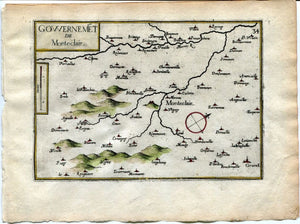 1634 Nicolas Tassin Map Monteclair, Andelot Blancheville, Rimaucourt, Haute Marne, Champagne Ardenne, France Antique