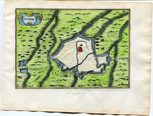 1634 Nicolas Tassin La Fere, Map, Plan, Fort, Fortifications, Aisne, Picardy, France Antique
