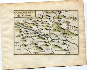 1634 Nicolas Tassin Map Sisteron, Alpes de Haute Provence, Provence Alpes Cote d'Azur, France Antique