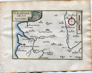 1634 Nicolas Tassin Map La Garnache, Challans, Beauvoir sur Mer, Bouin, Vendee, Pays de la Loire, France Antique Carte
