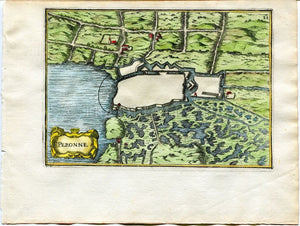 1634 Nicolas Tassin Map Peronne, Fortifications, Somme, Picardy, France Antique Carte