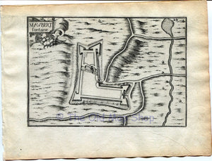 1634 Nicolas Tassin Map Maubert-Fontaine, Ardennes, Champagne-Ardenne, France Antique Carte