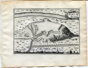 1634 Nicolas Tassin Map Fort de Barraux, Isere, Rhone-Alpes France Antique Carte