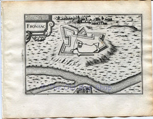 1634 Nicolas Tassin Map Fronsac, Gironde, Aquitaine France Antique Carte