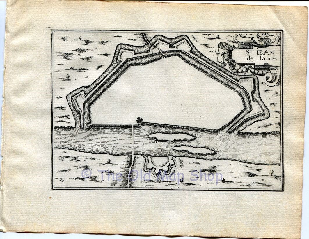 1634 Nicolas Tassin Map Saint-Jean-de-Losne, Cote-d’Or, Burgundy, France Antique Carte