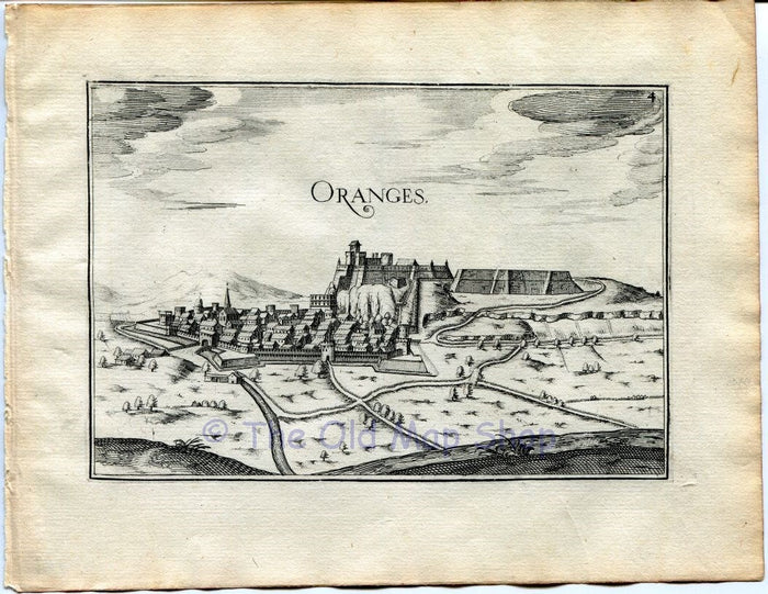 1634 Nicolas Tassin View Orange, Vaucluse, Provence-Alpes-Cote d'Azur France Antique Carte