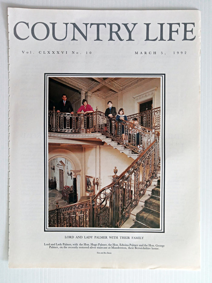 Lord and Lady Palmer with their Family Country Life Magazine Portrait March 5, 1992 Vol. CLXXXVI No. 10